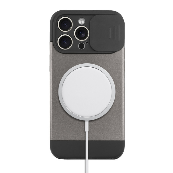 Huse pentru iPhone 15 Pro, ERBORD MagProtect Slide Camera, gri titan