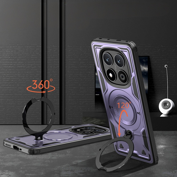 Carcasă pentru Xiaomi Redmi Note 14 Pro 5G /  Poco X7 5G, Military MagSafe, violet + 9H Glass