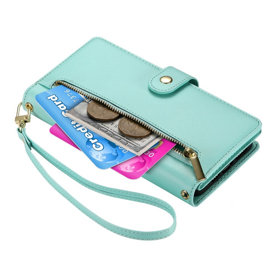 Cu clapetă pentru Samsung Galaxy A36 5G, Wallet Zipper Pocket, verde