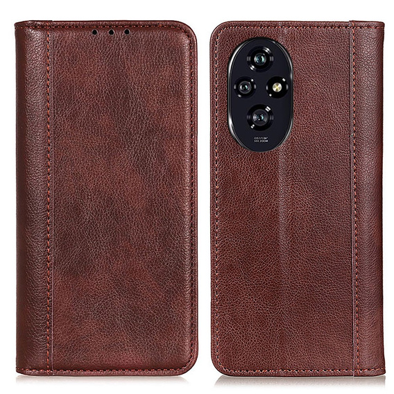 Husa cu clapetă pentru Honor 200 Pro 5G, Split Leather, maro