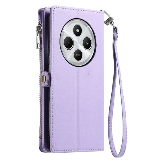 Cu clapetă pentru Xiaomi Redmi 14C / Xiaomi Poco C75, Wallet Zipper Pocket, violet