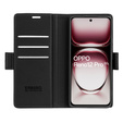 Husă pentru Oppo Reno 12 Pro, ERBORD Glossy Litchi, portofel cu clapetă, negru