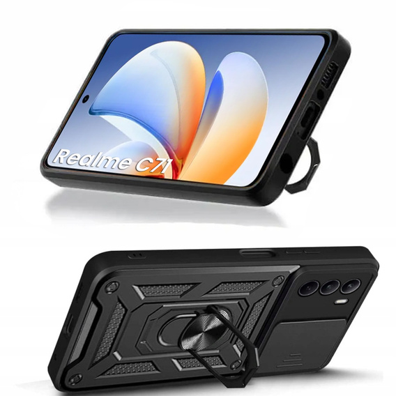 Husă blindată pentru Realme C71, CamShield Slide, negru