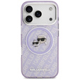 Husă MagSafe cu logo Karl & Choupette Heads IML Glitter Karl Lagerfeld pentru iPhone 17 Pro