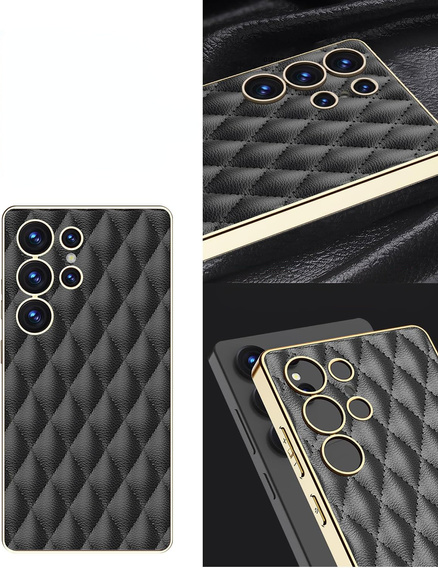 Husă pentru Samsung Galaxy S25 Ultra, Leather Rhombus, negru