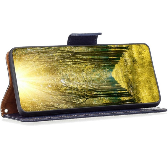 Cu clapetă pentru Samsung Galaxy A55 5G, Wallet Litchi Leather, albastru închis