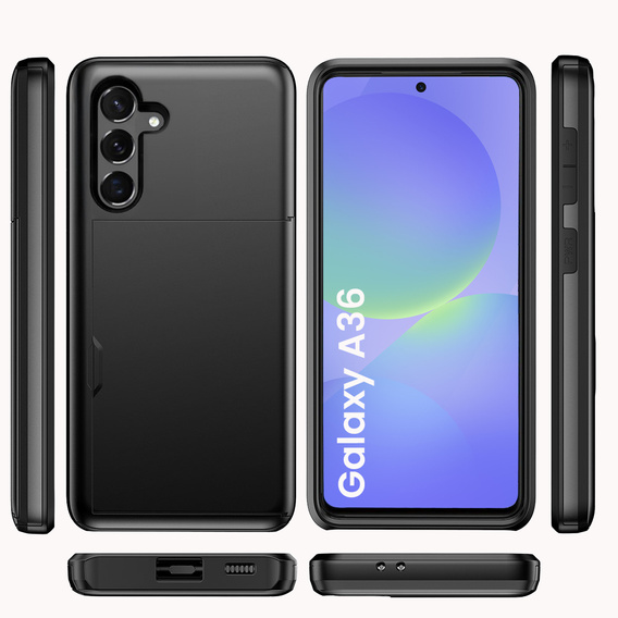 Huse pentru Samsung Galaxy A36 5G, Sliding Card Holder, negru