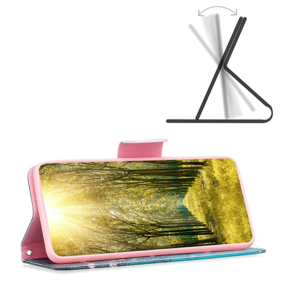 Cu clapetă pentru Motorola Moto G54 5G, Wallet, sakura, albastru