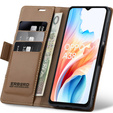 Husă pentru Oppo A18 4G / A38 4G, ERBORD Glossy Litchi, portofel cu clapetă, maro