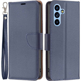 Cu clapetă pentru Samsung Galaxy A54 5G, Wallet Litchi Magnet, albastru închis