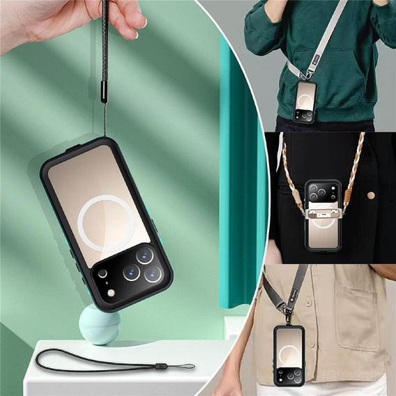 Husă pentru iPhone 17 Pro, impermeabilă IP68, SHELLBOX MagSafe, albastru