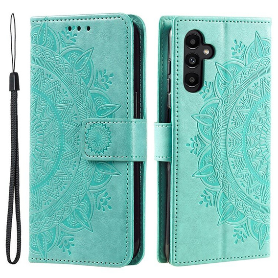 Cu clapetă pentru Samsung Galaxy A55 5G, Mandala Flower, verde