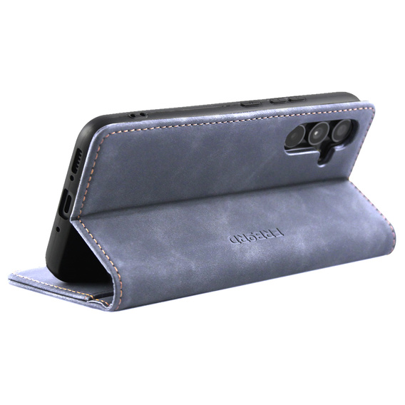 Husă pentru Samsung Galaxy A54, ERBORD Vintage, portofel cu clapetă, gri