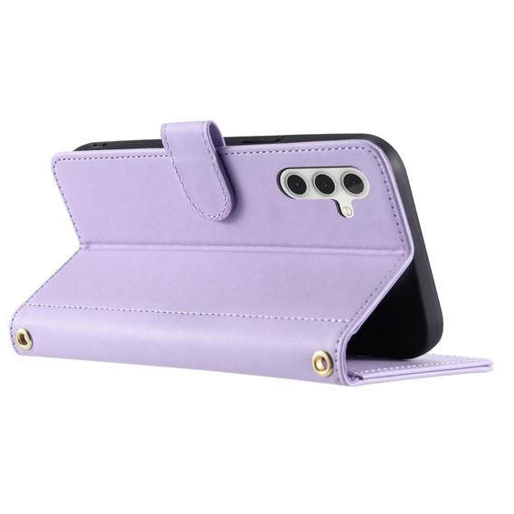 Husă cu clapetă pentru Samsung Galaxy S25 FE, Rhombus Crossbody Leather, violet