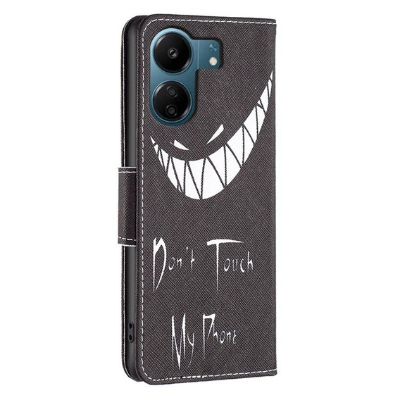 Cu clapetă pentru Xiaomi Redmi 13C / Poco C65, Wallet, Don't Touch My Phone, albastru