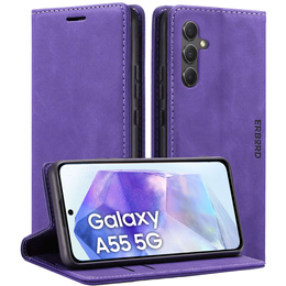 Husă pentru Samsung Galaxy A55, ERBORD Vintage, violet + Sticlă pentru ecran