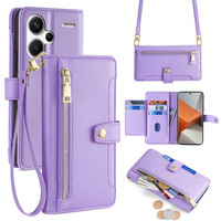 Cu clapetă pentru Xiaomi Redmi Note 13 Pro+, Wallet Zipper Pocket, violet