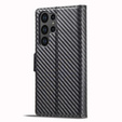 Cu clapetă pentru Samsung Galaxy S23 Ultra, Carbon LC.IMEEKE, negru