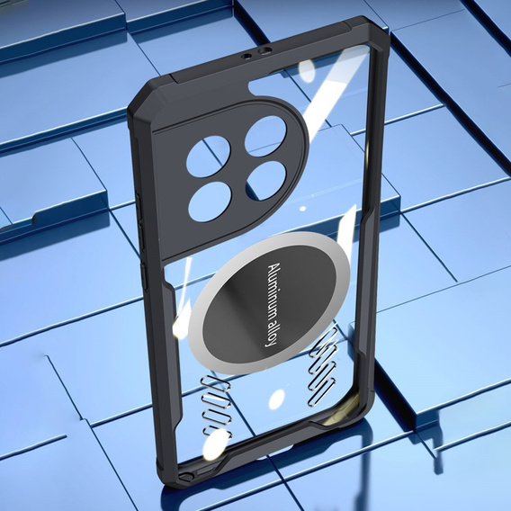 Carcasă pentru OnePlus 11 5G, cu placă magnetică, transparent / negru