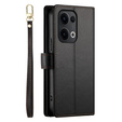 Cu clapetă pentru Oppo Reno 13 5G, Wallet Zipper Pocket, negru