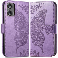 Cu clapetă pentru Motorola Moto G85, Butterfly, violet