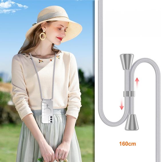Husă pentru Samsung Galaxy S25+ Plus, Electro MagSafe, de argint + Lanyard
