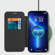 Cu clapetă pentru iPhone 13 Pro, RFID Wallet MagSafe CamShield, negru