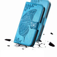 Cu clapetă pentru Samsung Galaxy M15 5G, Butterfly, albastru