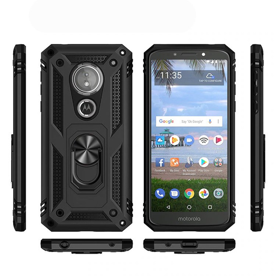 Husă blindată pentru Motorola Moto E5 / G6 Play, Nox Case Ring, negru