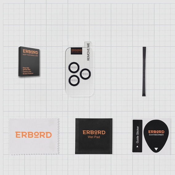 ERBORD OPTIK Pro sticlă călită pentru iPhone 16 Pro / 16 Pro Max camera foto, negru