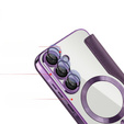 Cu clapetă pentru Samsung Galaxy A56, RFID Wallet MagSafe CamShield, violet