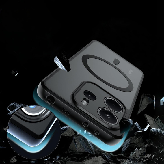 Husă pentru Xiaomi Redmi Note 14 4G, pentru MagSafe, ERBORD Matt Case, negru + sticlă pentru ecran