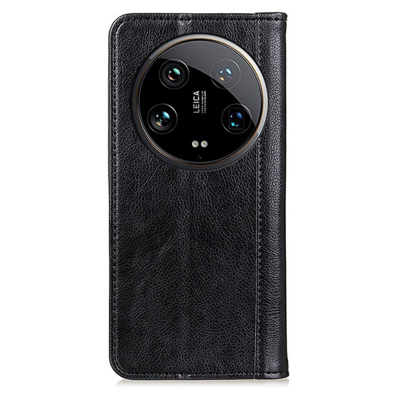 Huse pentru Xiaomi 14 Ultra, Wallet Litchi Leather, negru