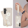 Husa pentru Samsung Galaxy A55 5G, Leather Flower Card Slot, bej