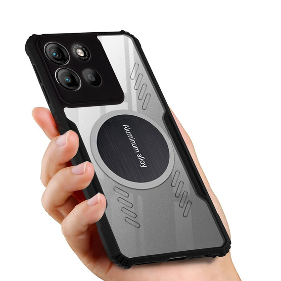 Carcasă pentru Motorola Moto G15 / Motorola Moto G15 Power, cu placă magnetică, transparent / negru