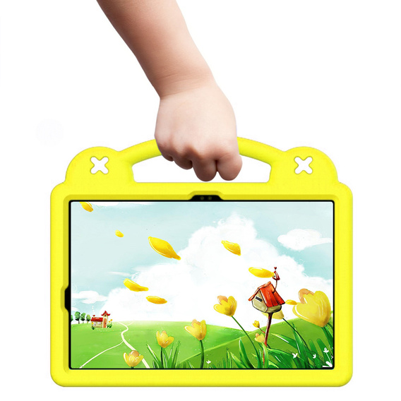 Husă pentru copii pentru Samsung Galaxy Tab S10 Lite / S10 FE / S9 FE, Cute Patterns, cu suport, galben