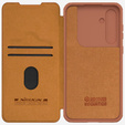 NILLKIN flip case NILLKIN pentru Samsung Galaxy A55 5G, CamShield Qin Pro, piele, maro