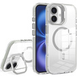 Husă pentru iPhone 17, pentru MagSafe, cu suport, transparentă cu inserții gri