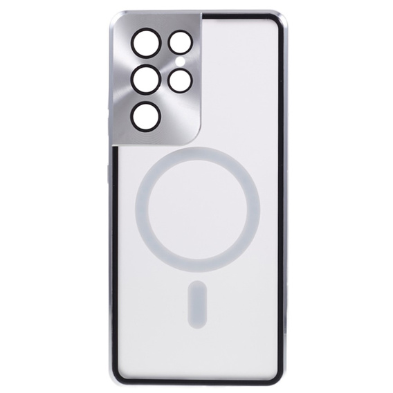 Carcasa Magnetic Dual Glass MagSafe pentru Samsung Galaxy S21 Ultra, de argint