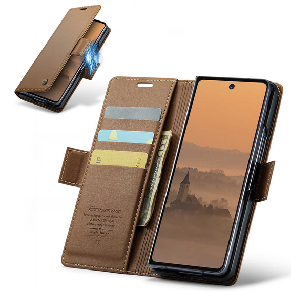 CASEME Litchi Wallet flip caz pentru Samsung Galaxy Z Fold7 5G
