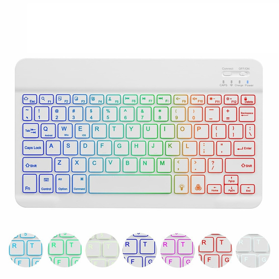 Tastatura fără fir Bluetooth retroiluminată color, alb