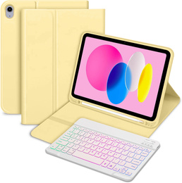 Husă cu tastatură bluetooth iluminată pentru iPad 10.9 2022 (10 gen.), galben