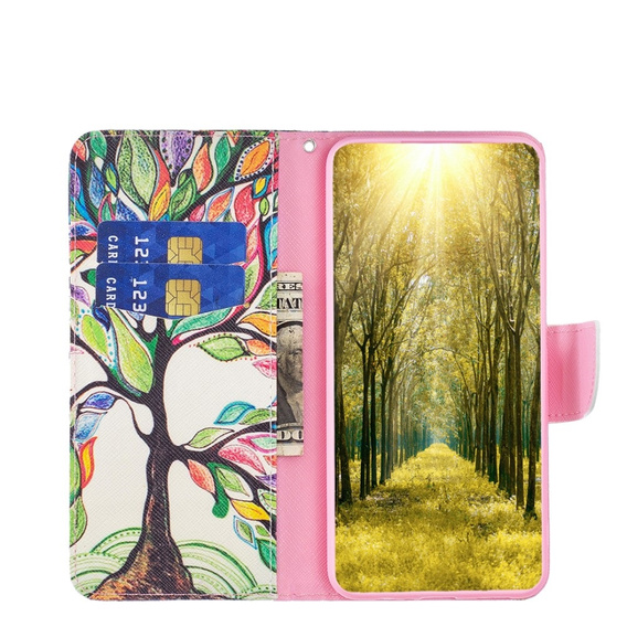 Cu clapetă pentru Motorola Moto G53 5G / G23 / G13, Wallet, tree of life, alb