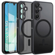 Husă pentru Samsung Galaxy A16, pentru MagSafe, ERBORD Matt Case, negru + sticlă pentru ecran