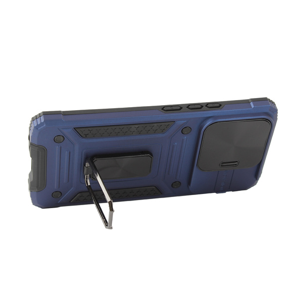 Carcasă blindată pentru Xiaomi Redmi Note 13 Pro 5G, CamShield Slide, albastru + sticlă călită 9H