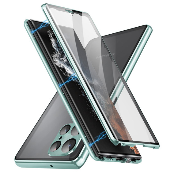 Carcasa Magnetic Dual Glass MagSafe pentru Samsung Galaxy S24 Ultra, verde