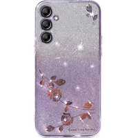 Husă pentru Samsung Galaxy S24+ Plus, Glitter Flower, violet