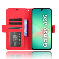 Cu clapetă pentru Samsung Galaxy A26, Card Slot, roșu