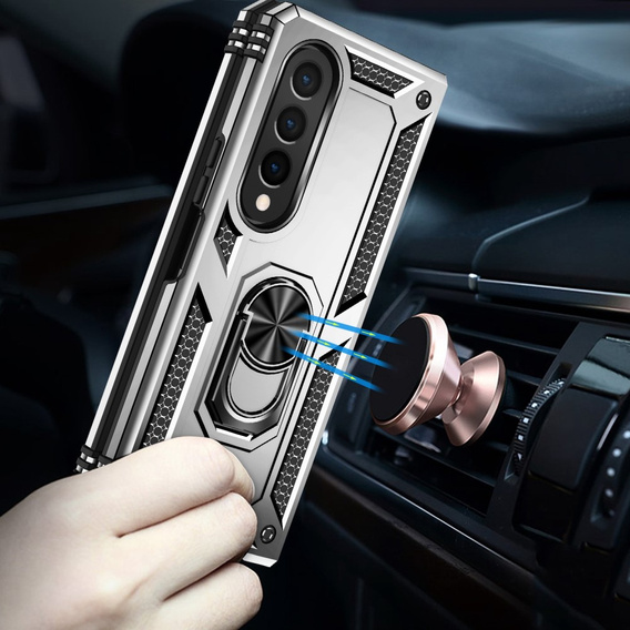 Husă blindată pentru Samsung Galaxy Z Fold 4 5G, Nox Case Ring, de argint