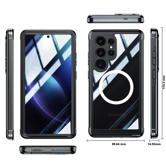 Husă pentru Samsung Galaxy S25 Ultra, Shockproof, cu sticlă, pentru MagSafe, negru